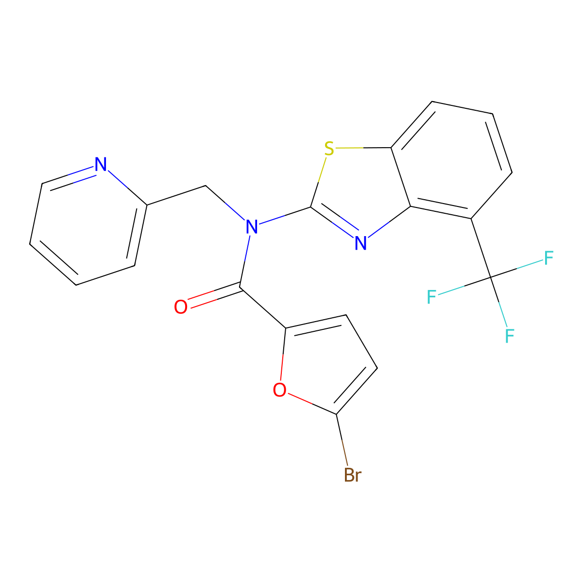 5-bromo-N-(pyridin-2-ylmethyl)-N-(4-(trifluoromethyl)benzo[d]thiazol-2-yl)furan-2-carboxamide molecular structure, CAS 1396774-53-0