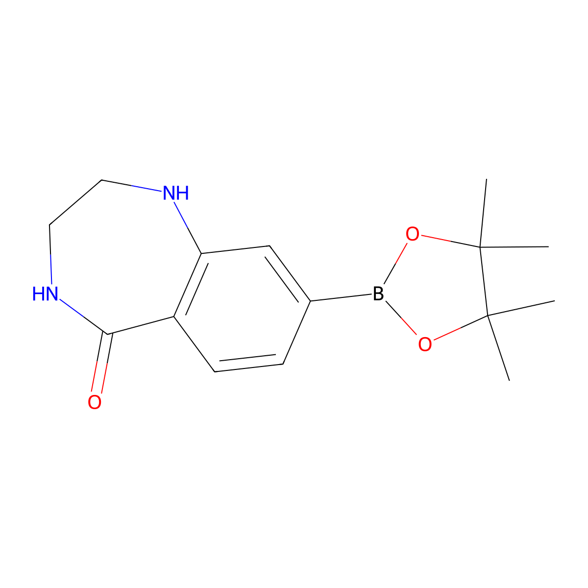 8-(4,4,5,5-tetramethyl-1,3,2-dioxaborolan-2-yl)-2,3,4,5-tetrahydro-1H-1,4-benzodiazepin-5-one molecular structure, CAS 1396776-92-3