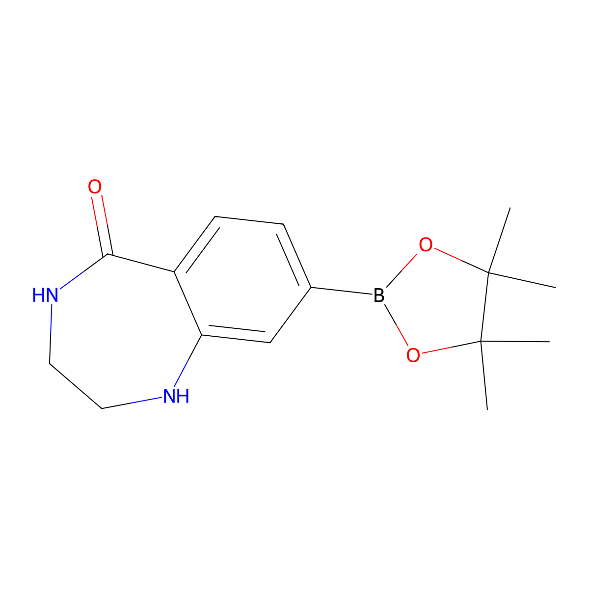 8-(4,4,5,5-tetramethyl-1,3,2-dioxaborolan-2-yl)-2,3,4,5-tetrahydro-1H-1,4-benzodiazepin-5-one molecular structure, CAS 1396776-92-3