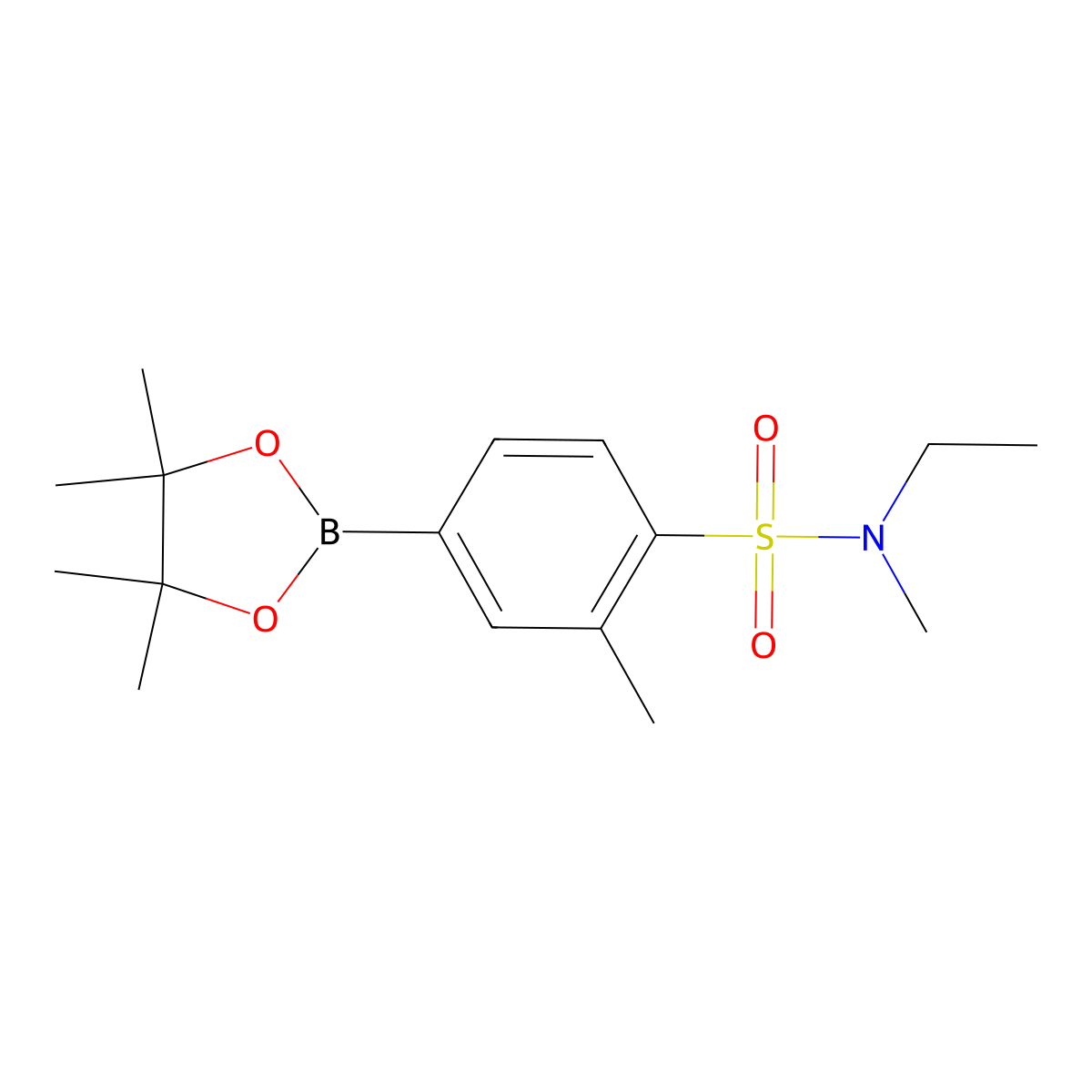 N-ethyl-2,N-dimethyl-4-(4,4,5,5-tetramethyl-[1,3,2]dioxaborolan-2-yl)-benzenesulfonamide molecular structure, CAS 1396777-21-1