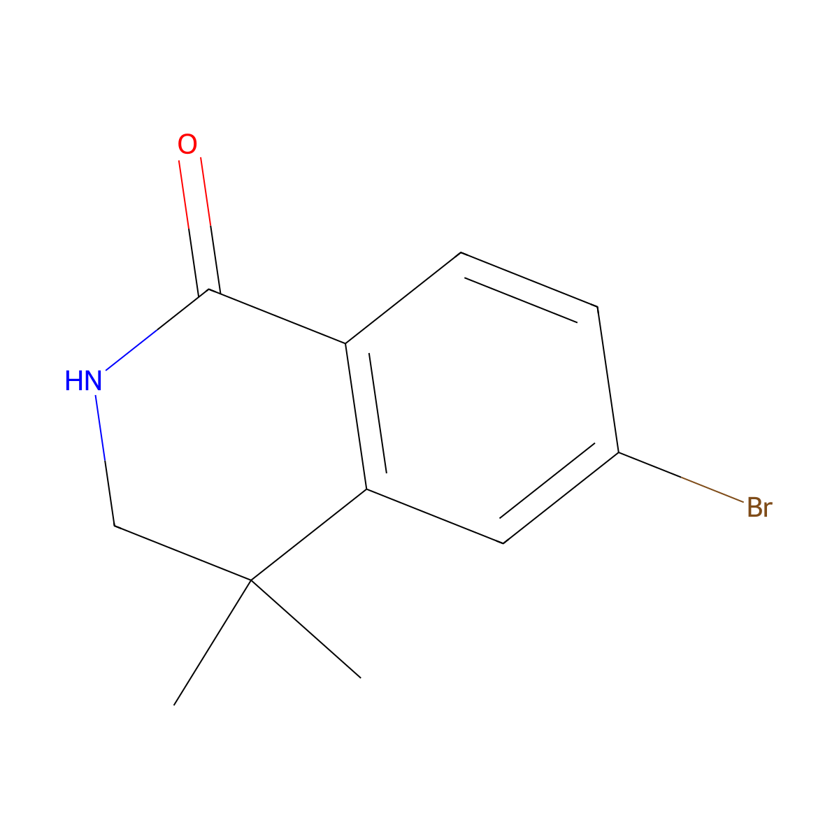 6-bromo-4,4-dimethyl-3,4-dihydroisoquinolin-1(2H)-one molecular structure, CAS 1396777-58-4