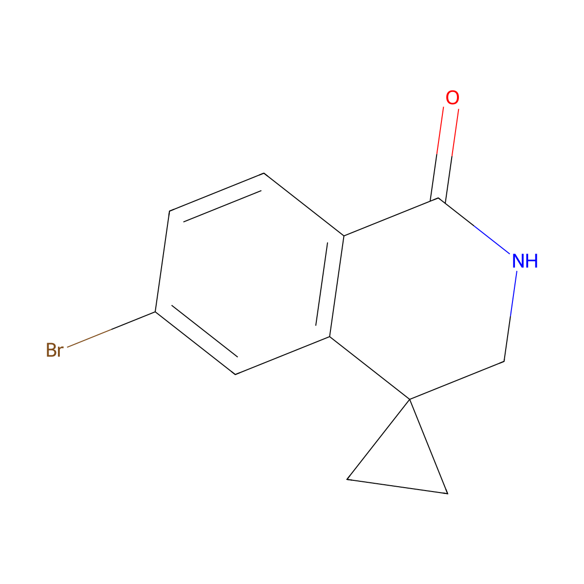 6'-bromo-2',3'-dihydro-1'H-spiro[cyclopropane-1,4'-isoquinolin]-1'-one molecular structure, CAS 1396777-75-5
