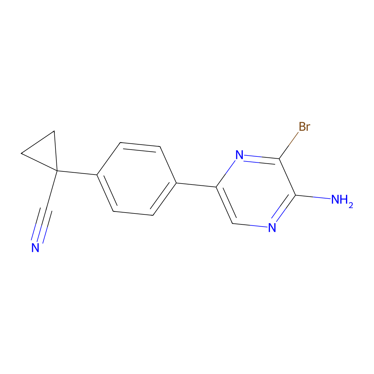 1-(4-(5-Amino-6-bromopyrazin-2-YL)phenyl)cyclopropanecarbonitrile molecular structure, CAS 1396777-79-9