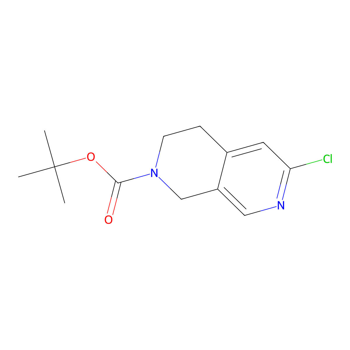 tert-butyl 6-chloro-3,4-dihydro-2,7-naphthyridine-2(1H)-carboxylate molecular structure, CAS 1396777-92-6