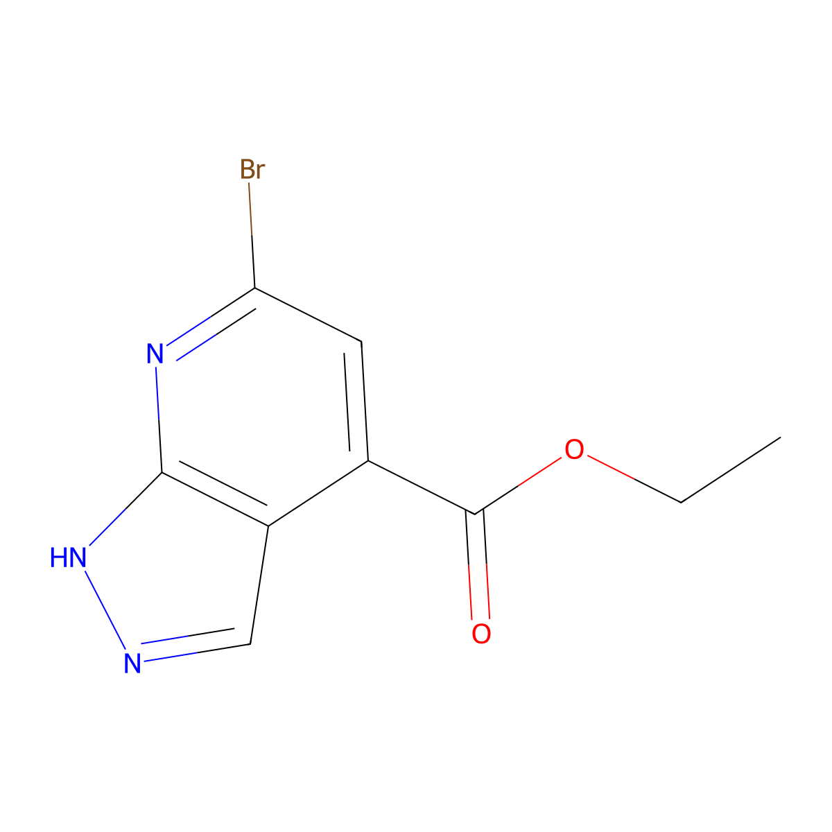 ethyl 6-bromo-1H-pyrazolo[3,4-b]pyridine-4-carboxylate molecular structure, CAS 1396779-46-6
