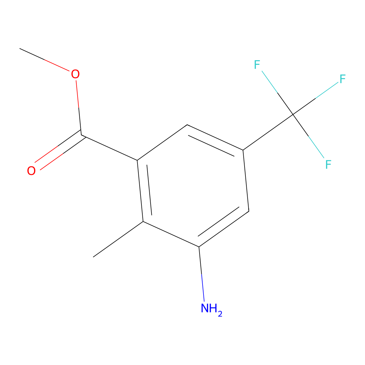 Methyl 3-amino-2-methyl-5-(trifluoromethyl)benzoate molecular structure, CAS 1396780-65-6
