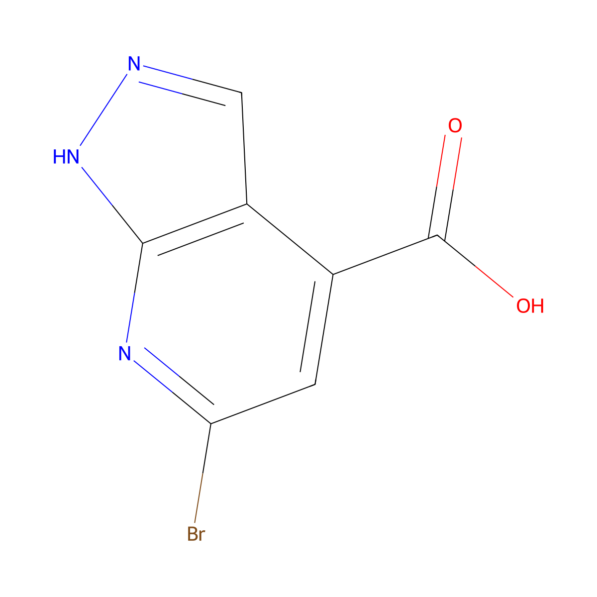 6-bromo-1H-pyrazolo[3,4-b]pyridine-4-carboxylic acid molecular structure, CAS 1396780-82-7