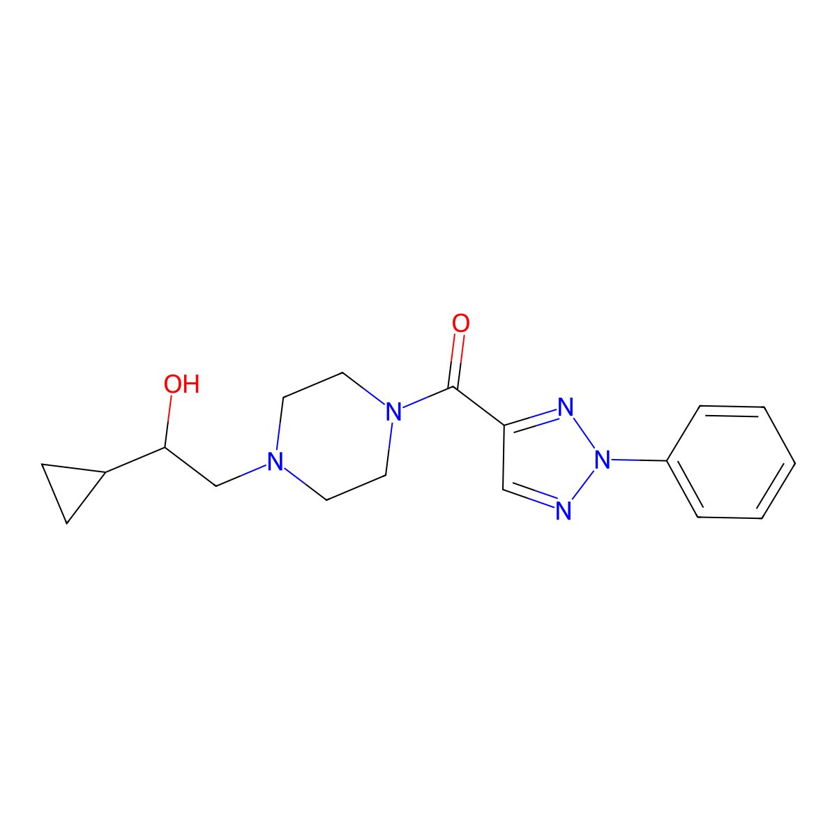 (4-(2-cyclopropyl-2-hydroxyethyl)piperazin-1-yl)(2-phenyl-2H-1,2,3-triazol-4-yl)methanone molecular structure, CAS 1396781-55-7