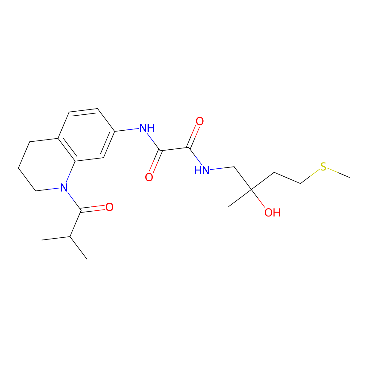 N1-(2-hydroxy-2-methyl-4-(methylthio)butyl)-N2-(1-isobutyryl-1,2,3,4-tetrahydroquinolin-7-yl)oxalamide molecular structure, CAS 1396781-60-4