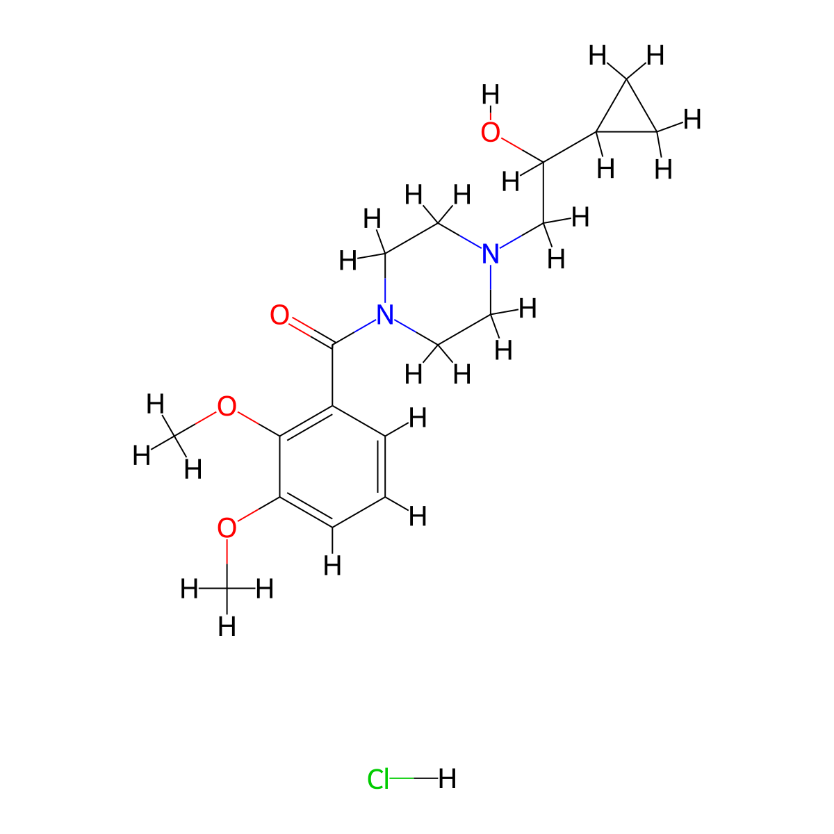 (4-(2-Cyclopropyl-2-hydroxyethyl)piperazin-1-yl)(2,3-dimethoxyphenyl)methanone hydrochloride molecular structure, CAS 1396781-63-7