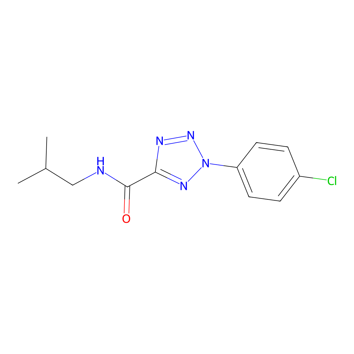 2-(4-chlorophenyl)-N-isobutyl-2H-tetrazole-5-carboxamide molecular structure, CAS 1396781-64-8