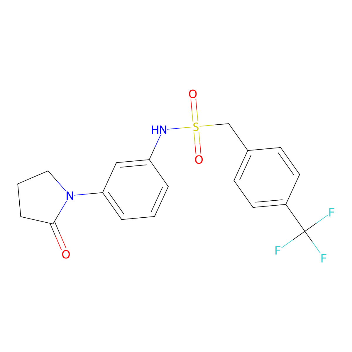 N-[3-(2-oxopyrrolidin-1-yl)phenyl]-1-[4-(trifluoromethyl)phenyl]methanesulfonamide molecular structure, CAS 1396781-68-2