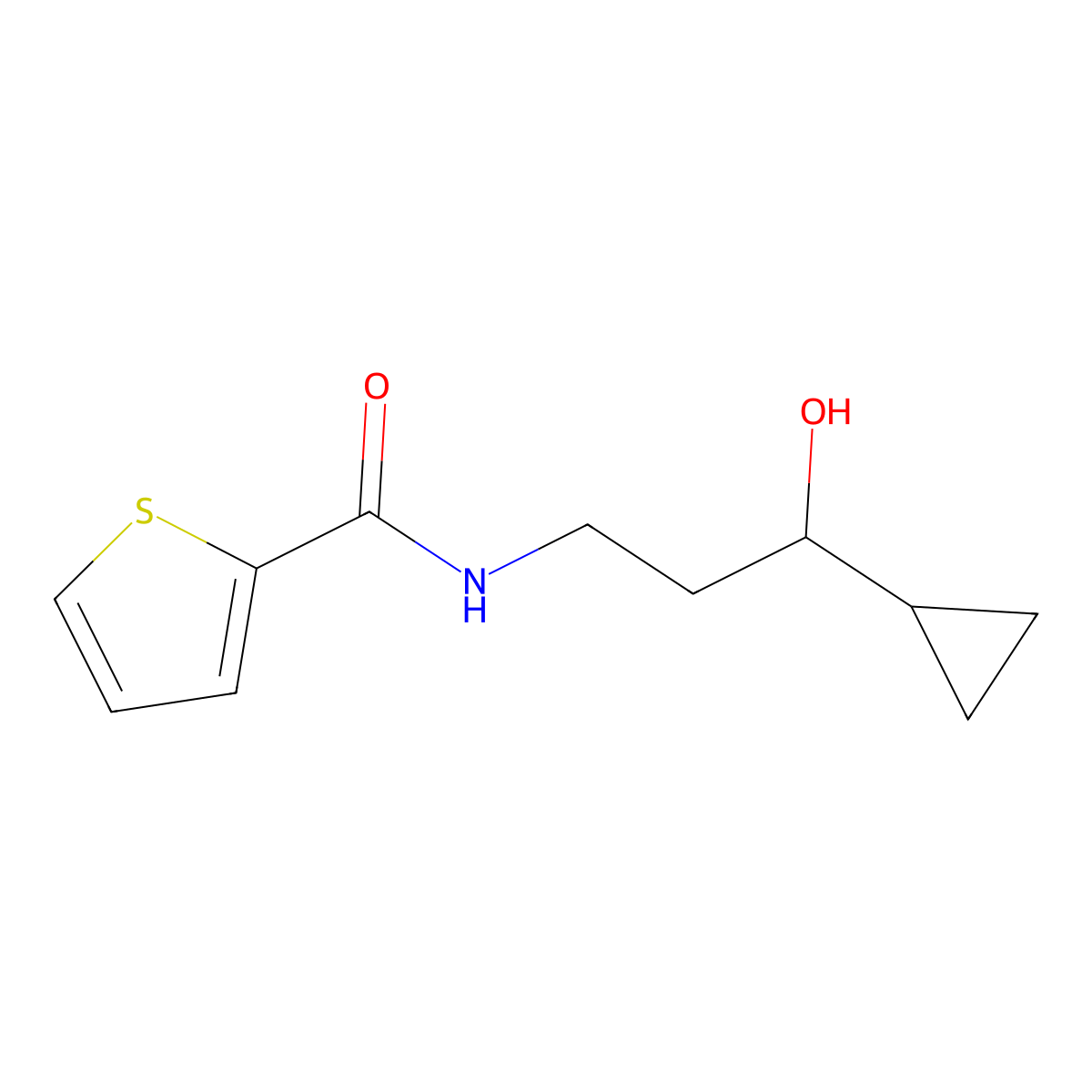 N-(3-cyclopropyl-3-hydroxypropyl)thiophene-2-carboxamide molecular structure, CAS 1396781-70-6