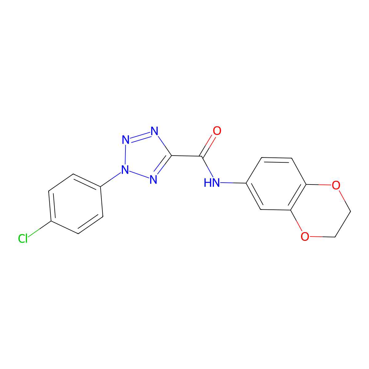 2-(4-chlorophenyl)-N-(2,3-dihydrobenzo[b][1,4]dioxin-6-yl)-2H-tetrazole-5-carboxamide molecular structure, CAS 1396781-78-4