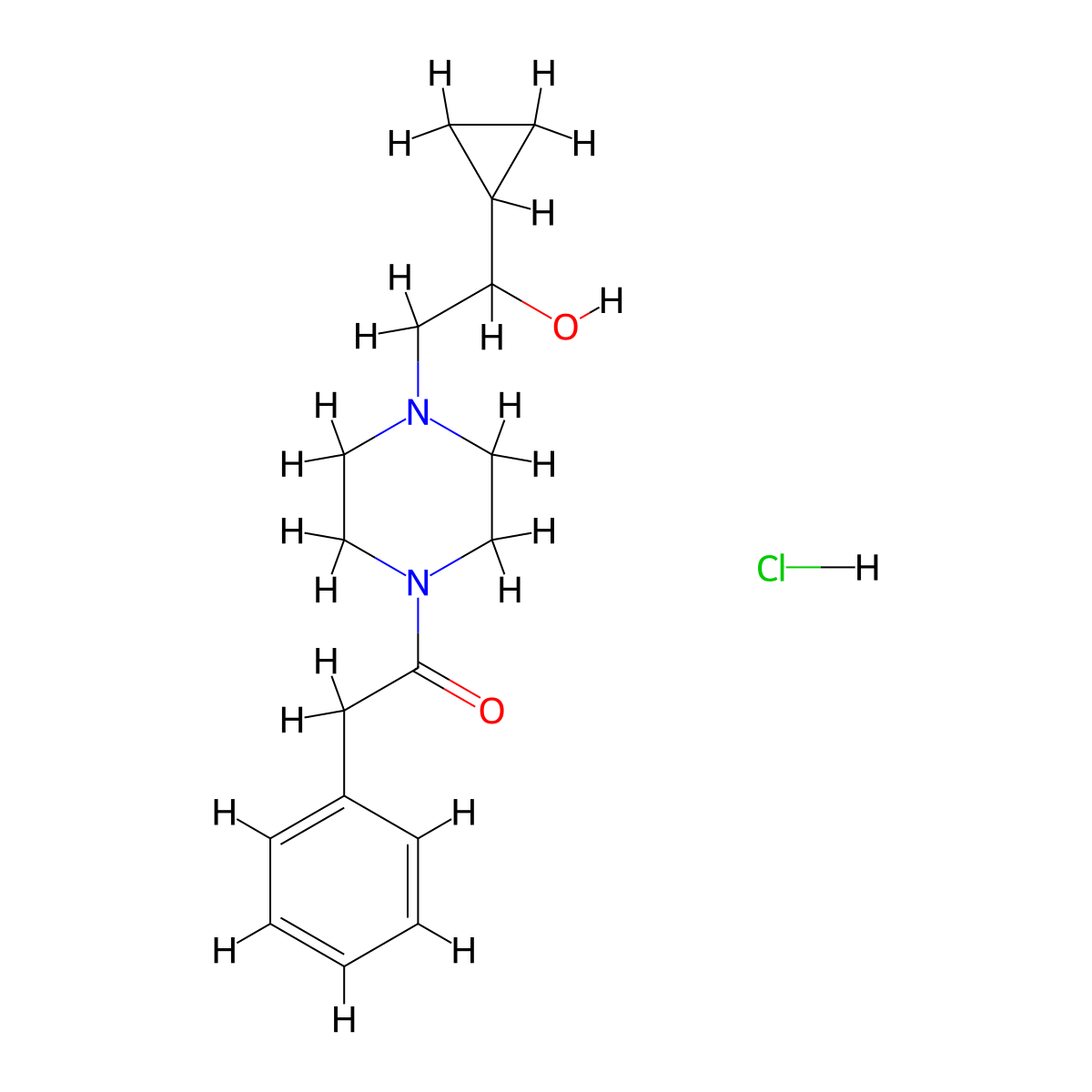 1-(4-(2-Cyclopropyl-2-hydroxyethyl)piperazin-1-yl)-2-phenylethanone hydrochloride molecular structure, CAS 1396781-80-8