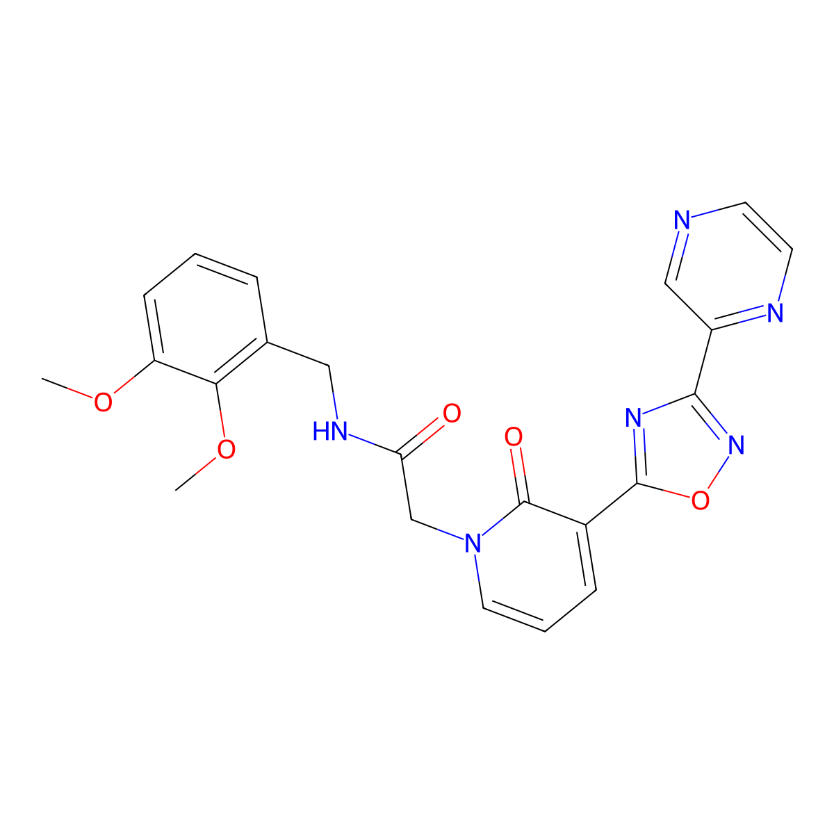 N-(2,3-dimethoxybenzyl)-2-(2-oxo-3-(3-(pyrazin-2-yl)-1,2,4-oxadiazol-5-yl)pyridin-1(2H)-yl)acetamide molecular structure, CAS 1396781-93-3