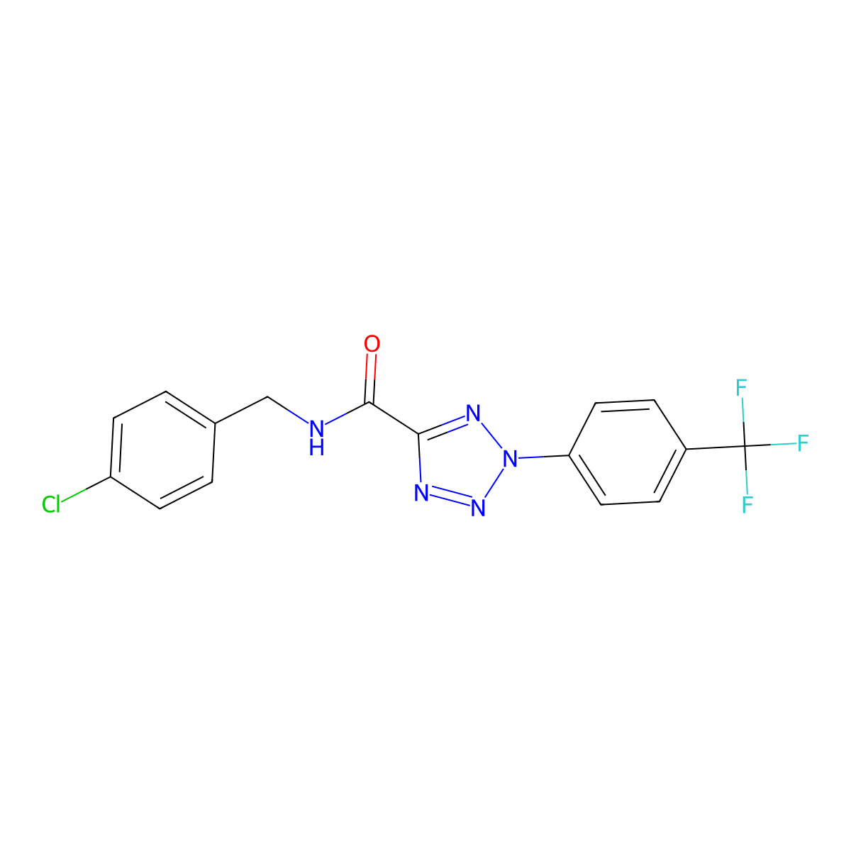 N-(4-chlorobenzyl)-2-(4-(trifluoromethyl)phenyl)-2H-tetrazole-5-carboxamide molecular structure, CAS 1396781-99-9