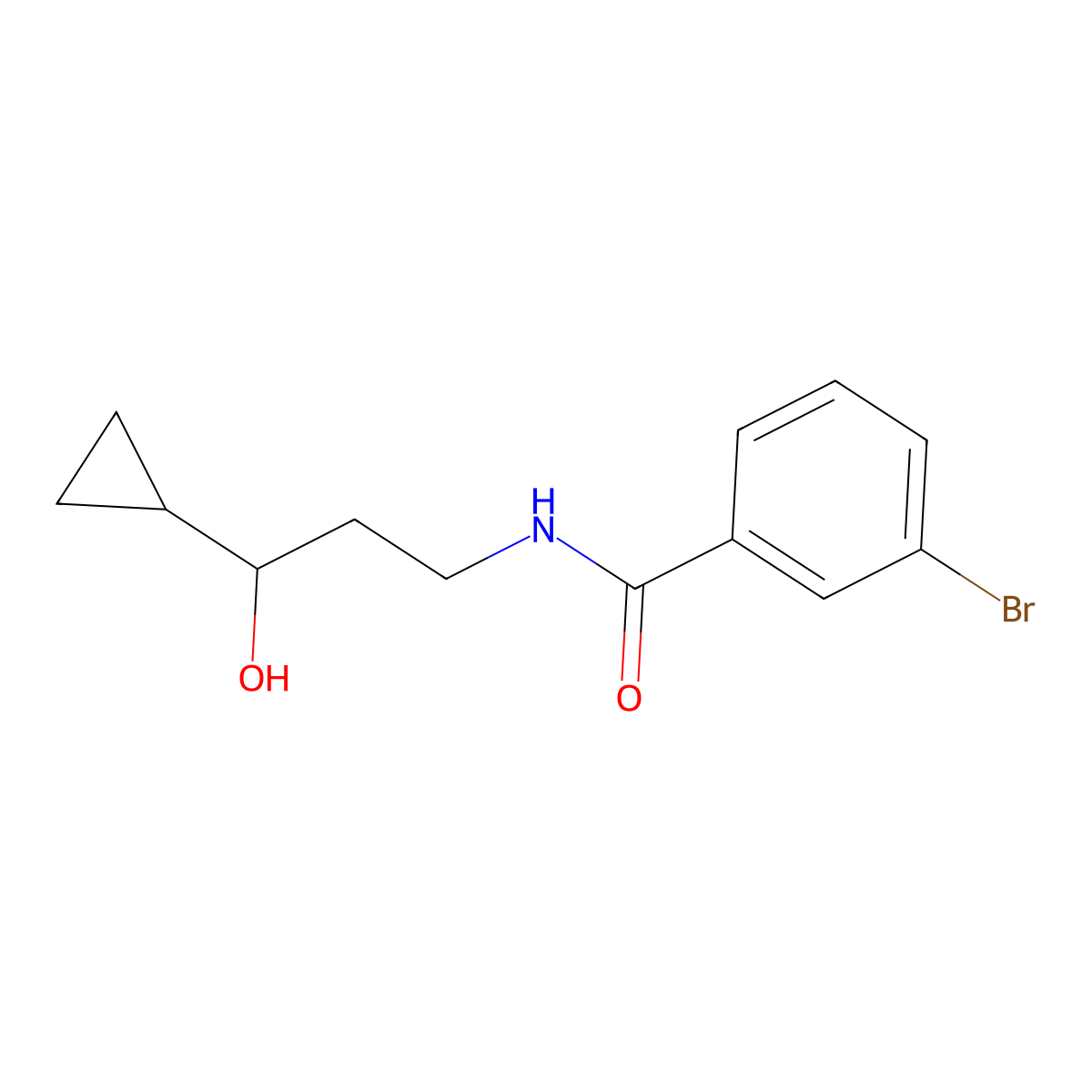 3-bromo-N-(3-cyclopropyl-3-hydroxypropyl)benzamide molecular structure, CAS 1396782-00-5