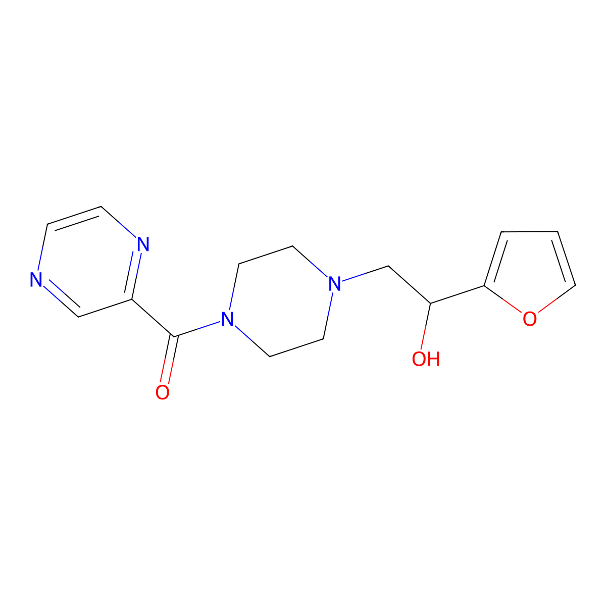 (4-(2-(Furan-2-yl)-2-hydroxyethyl)piperazin-1-yl)(pyrazin-2-yl)methanone molecular structure, CAS 1396782-04-9