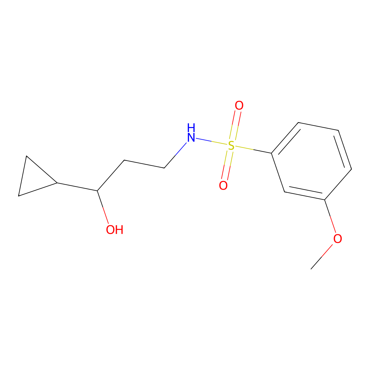 N-(3-cyclopropyl-3-hydroxypropyl)-3-methoxybenzenesulfonamide molecular structure, CAS 1396782-05-0