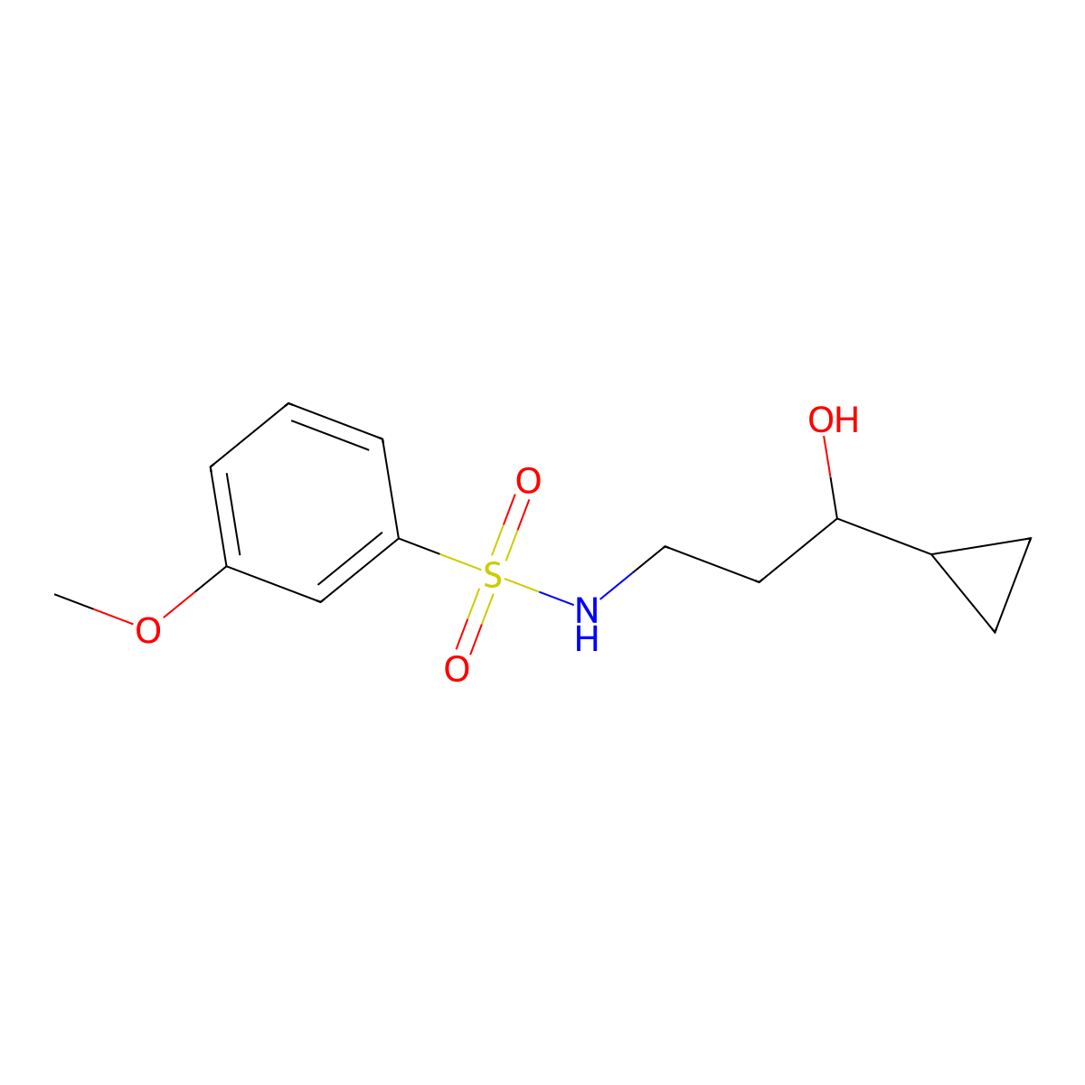 N-(3-cyclopropyl-3-hydroxypropyl)-3-methoxybenzenesulfonamide molecular structure, CAS 1396782-05-0