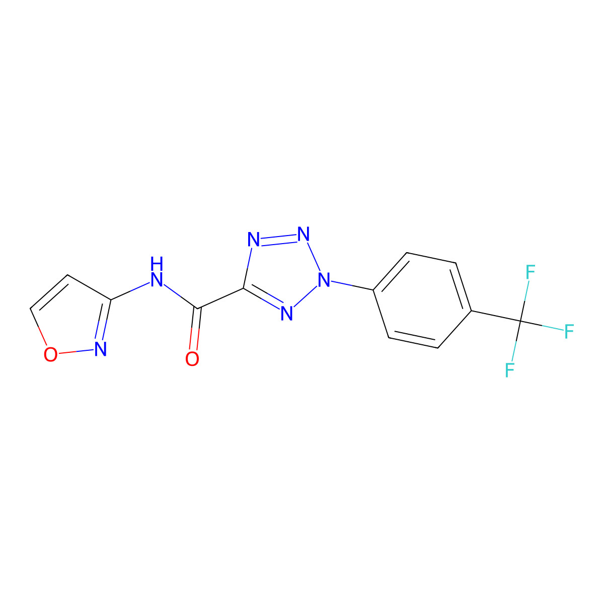N-(isoxazol-3-yl)-2-(4-(trifluoromethyl)phenyl)-2H-tetrazole-5-carboxamide molecular structure, CAS 1396782-15-2