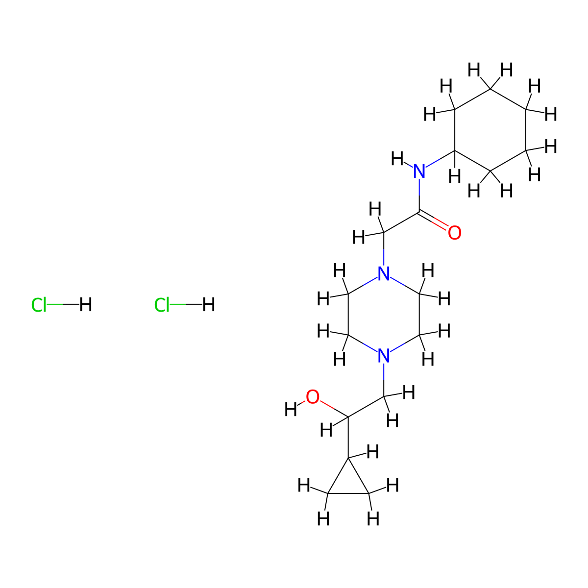 N-Cyclohexyl-2-[4-(2-cyclopropyl-2-hydroxyethyl)piperazin-1-YL]acetamide dihydrochloride molecular structure, CAS 1396782-16-3