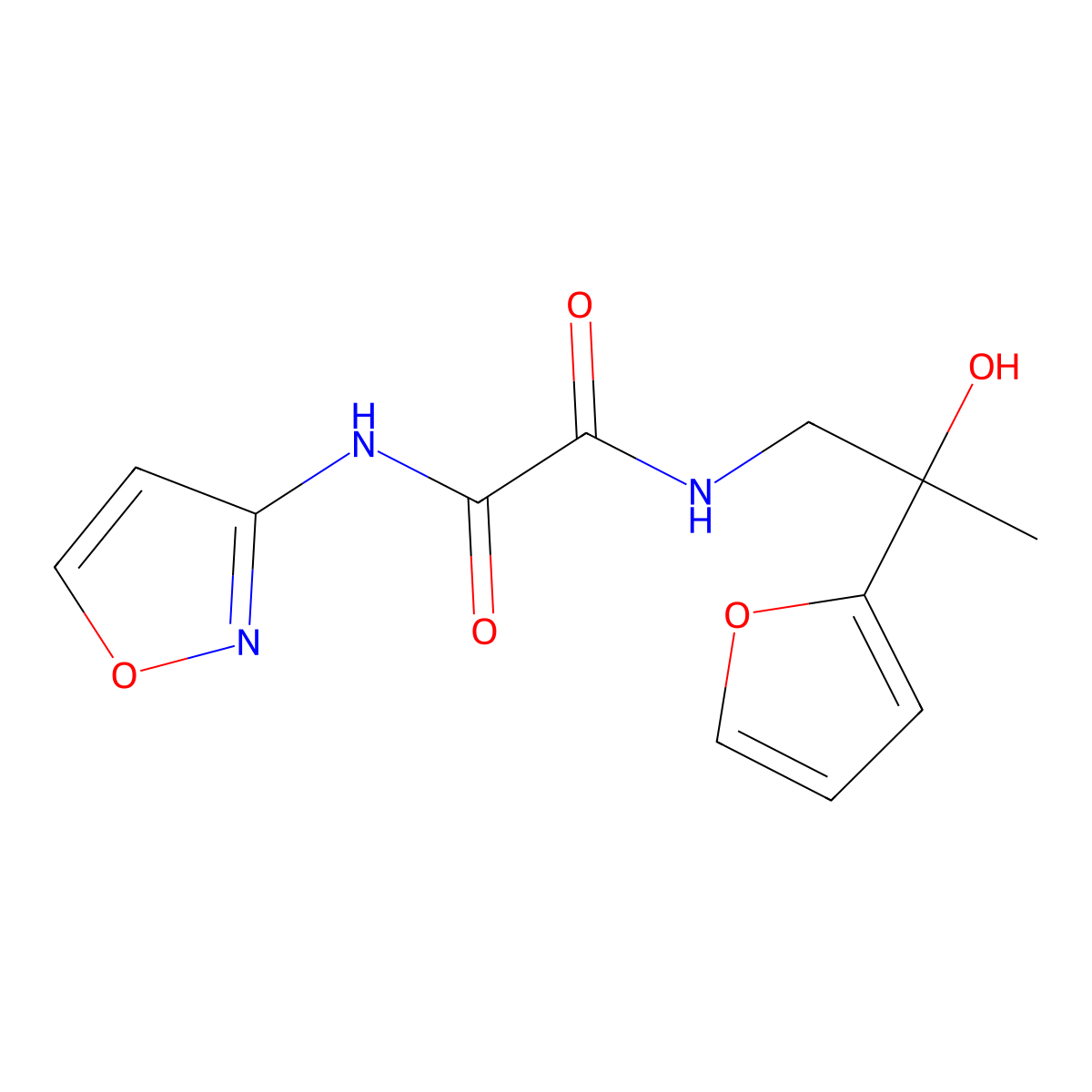 N1-(2-(furan-2-yl)-2-hydroxypropyl)-N2-(isoxazol-3-yl)oxalamide molecular structure, CAS 1396782-25-4