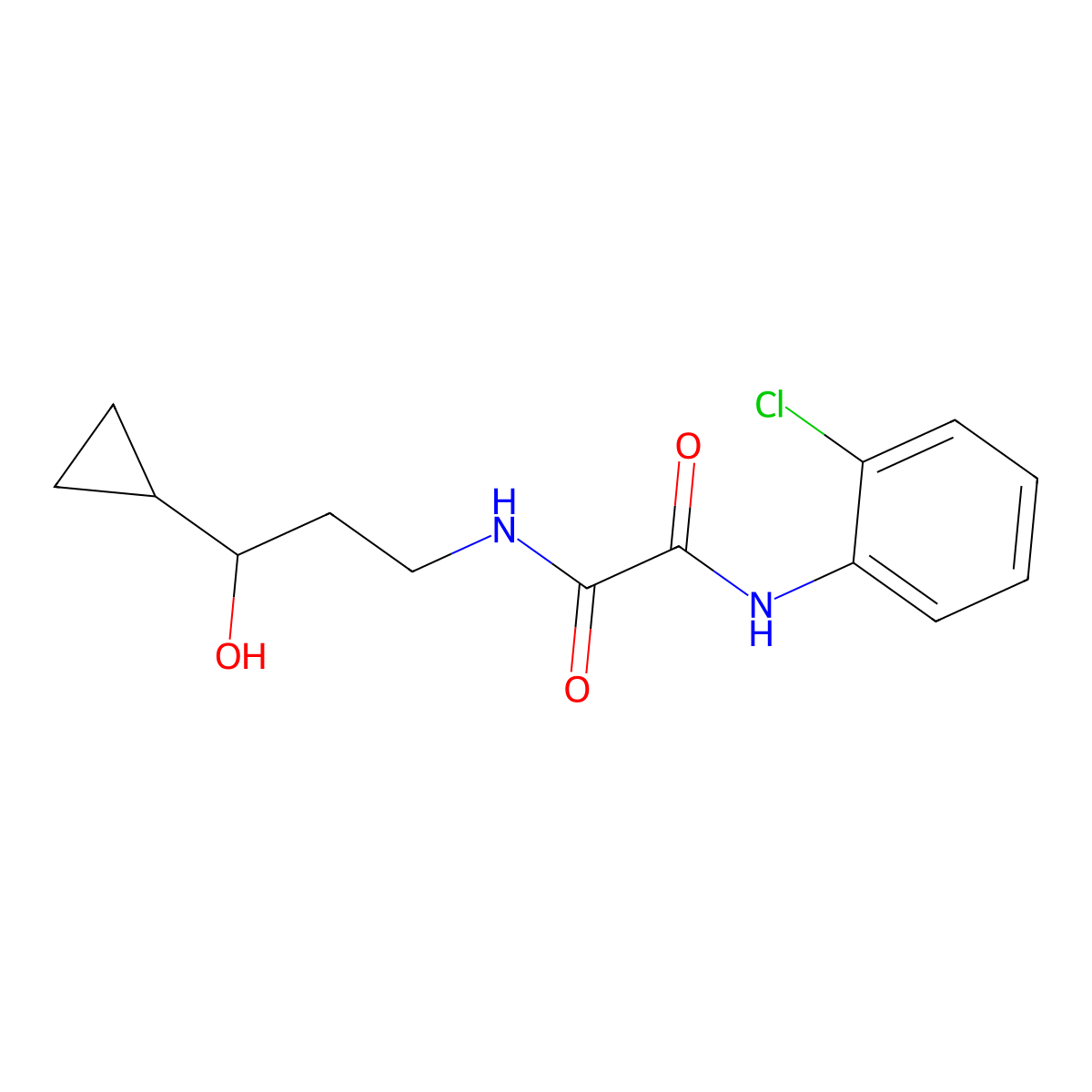 N1-(2-chlorophenyl)-N2-(3-cyclopropyl-3-hydroxypropyl)oxalamide molecular structure, CAS 1396782-26-5