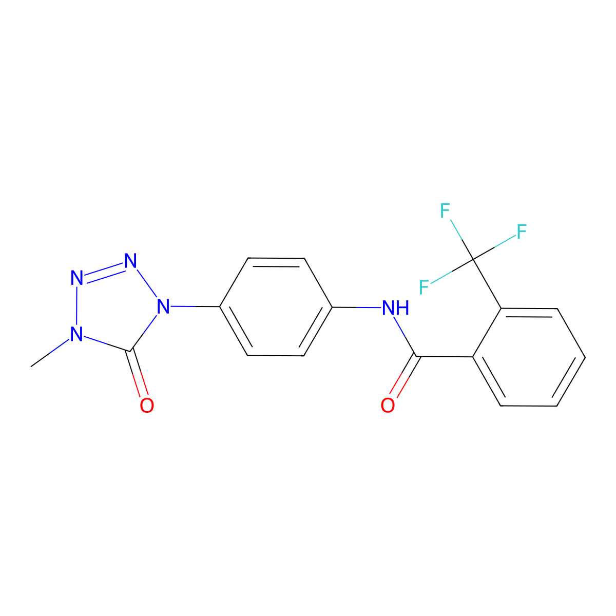 N-(4-(4-methyl-5-oxo-4,5-dihydro-1H-tetrazol-1-yl)phenyl)-2-(trifluoromethyl)benzamide molecular structure, CAS 1396782-29-8