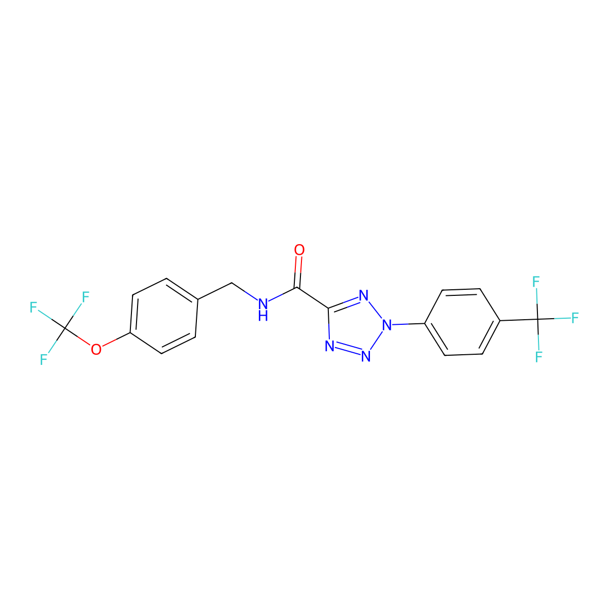 N-(4-(trifluoromethoxy)benzyl)-2-(4-(trifluoromethyl)phenyl)-2H-tetrazole-5-carboxamide molecular structure, CAS 1396782-30-1