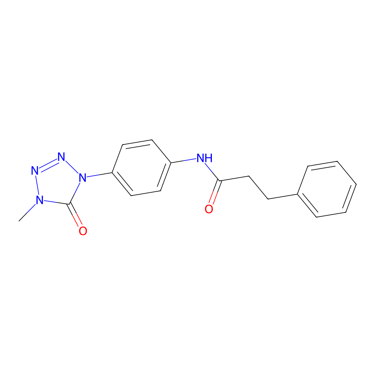 N-(4-(4-methyl-5-oxo-4,5-dihydro-1H-tetrazol-1-yl)phenyl)-3-phenylpropanamide molecular structure, CAS 1396782-32-3
