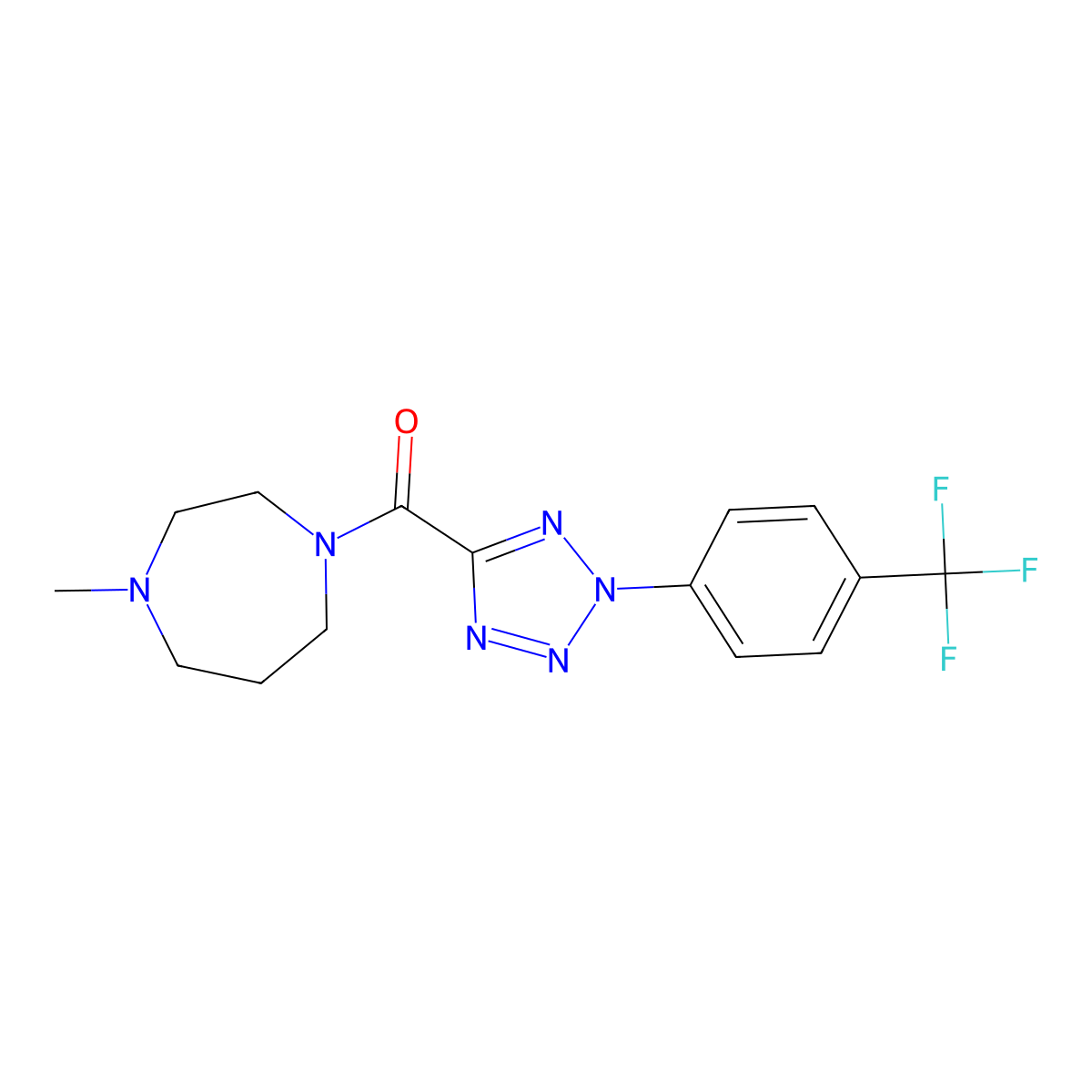 (4-methyl-1,4-diazepan-1-yl)(2-(4-(trifluoromethyl)phenyl)-2H-tetrazol-5-yl)methanone molecular structure, CAS 1396782-37-8