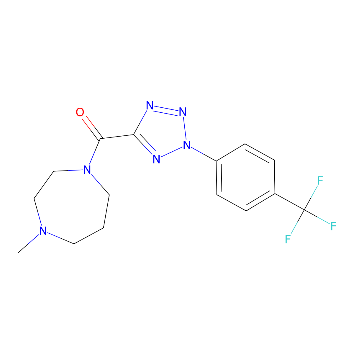 (4-methyl-1,4-diazepan-1-yl)(2-(4-(trifluoromethyl)phenyl)-2H-tetrazol-5-yl)methanone molecular structure, CAS 1396782-37-8