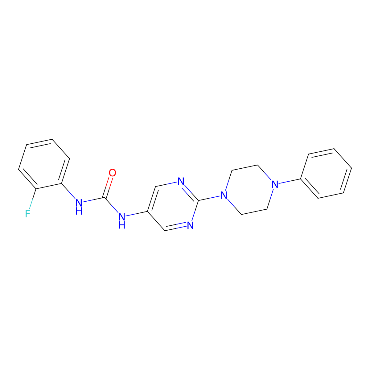1-(2-Fluorophenyl)-3-[2-(4-phenylpiperazin-1-yl)pyrimidin-5-yl]urea molecular structure, CAS 1396782-39-0