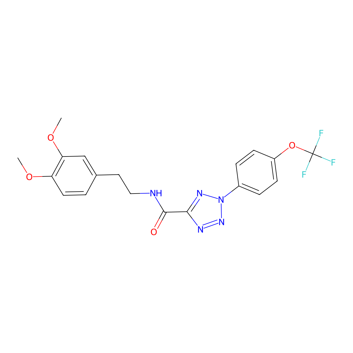 N-(3,4-dimethoxyphenethyl)-2-(4-(trifluoromethoxy)phenyl)-2H-tetrazole-5-carboxamide molecular structure, CAS 1396782-46-9