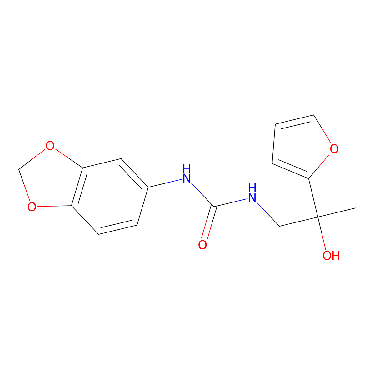 1-(Benzo[d][1,3]dioxol-5-yl)-3-(2-(furan-2-yl)-2-hydroxypropyl)urea molecular structure, CAS 1396782-51-6