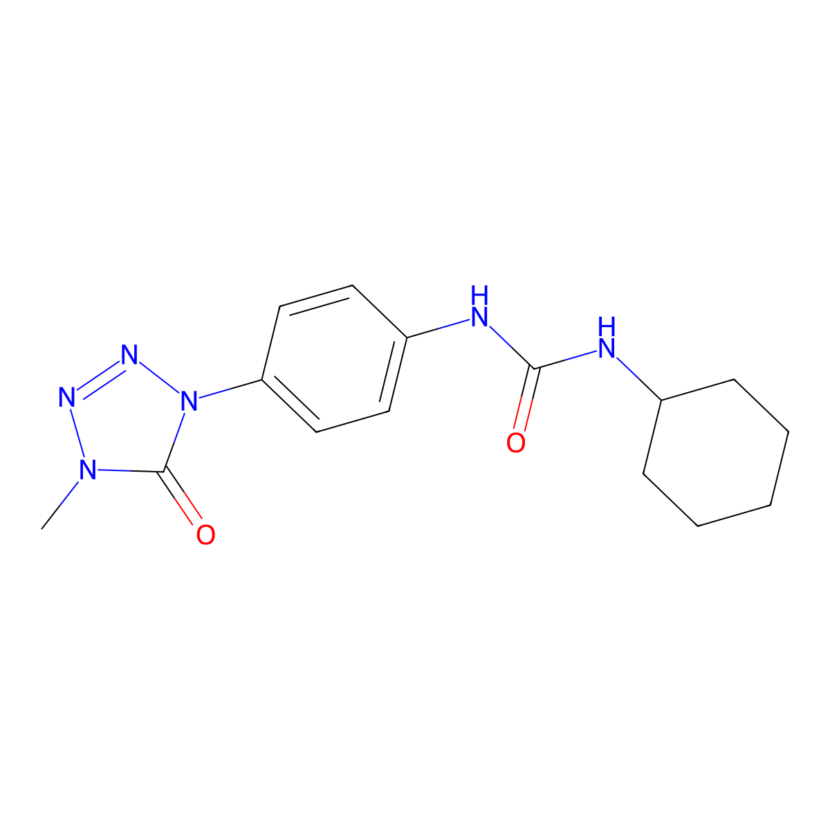 1-cyclohexyl-3-(4-(4-methyl-5-oxo-4,5-dihydro-1H-tetrazol-1-yl)phenyl)urea molecular structure, CAS 1396782-52-7