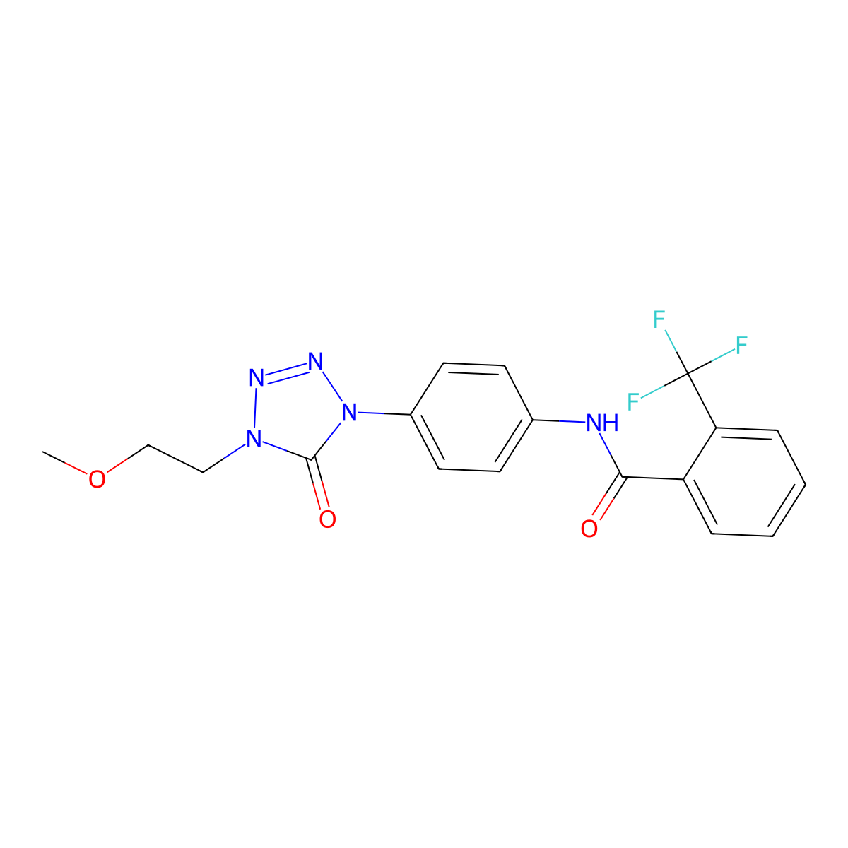 N-(4-(4-(2-methoxyethyl)-5-oxo-4,5-dihydro-1H-tetrazol-1-yl)phenyl)-2-(trifluoromethyl)benzamide molecular structure, CAS 1396782-68-5