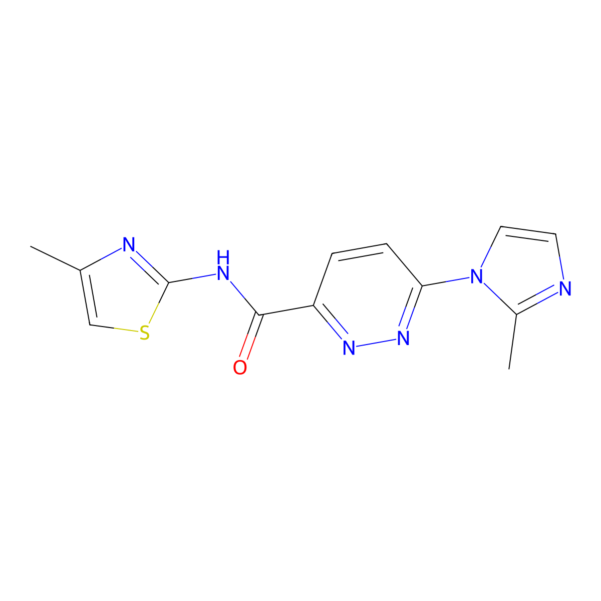 6-(2-methyl-1H-imidazol-1-yl)-N-(4-methylthiazol-2-yl)pyridazine-3-carboxamide molecular structure, CAS 1396782-77-6