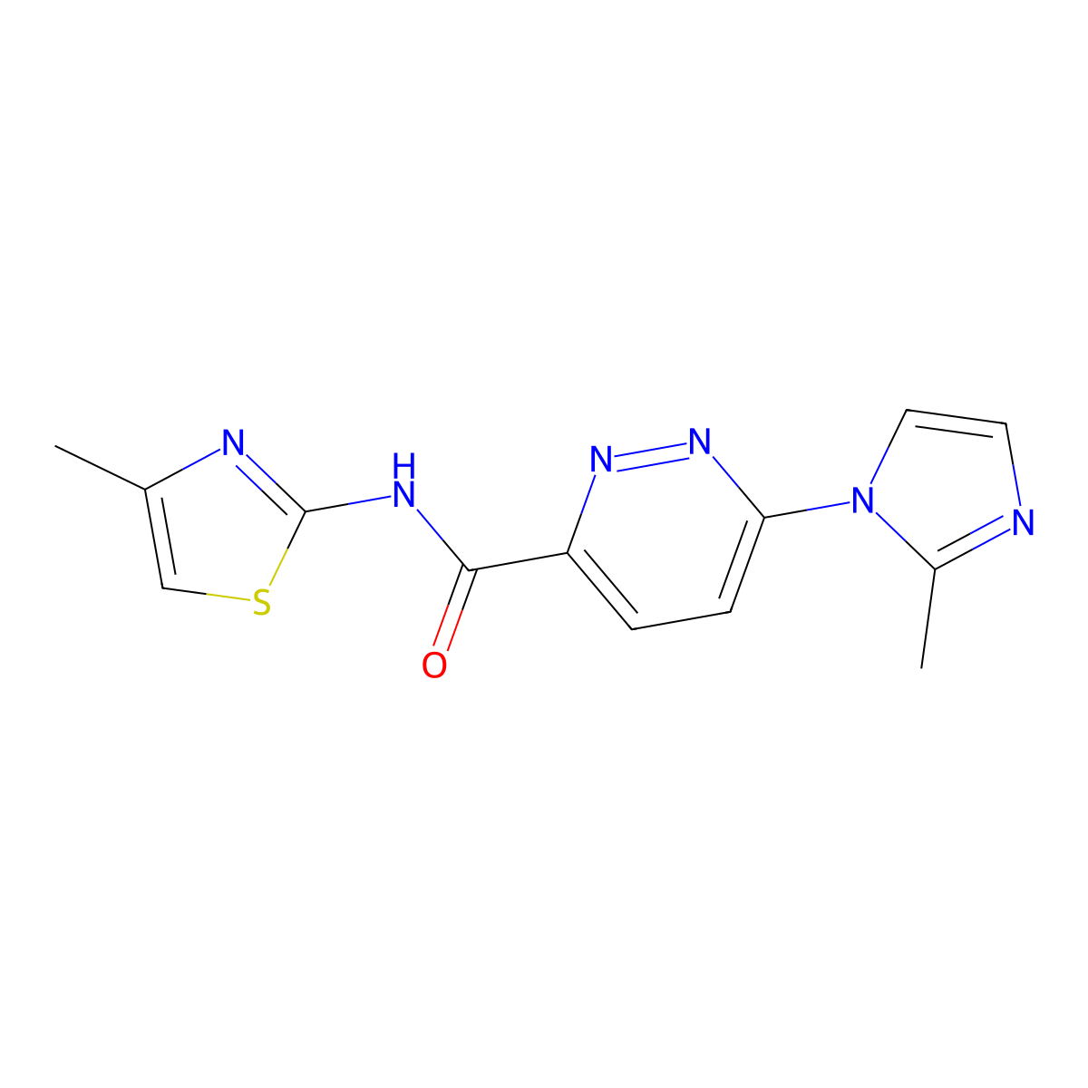 6-(2-methyl-1H-imidazol-1-yl)-N-(4-methylthiazol-2-yl)pyridazine-3-carboxamide molecular structure, CAS 1396782-77-6