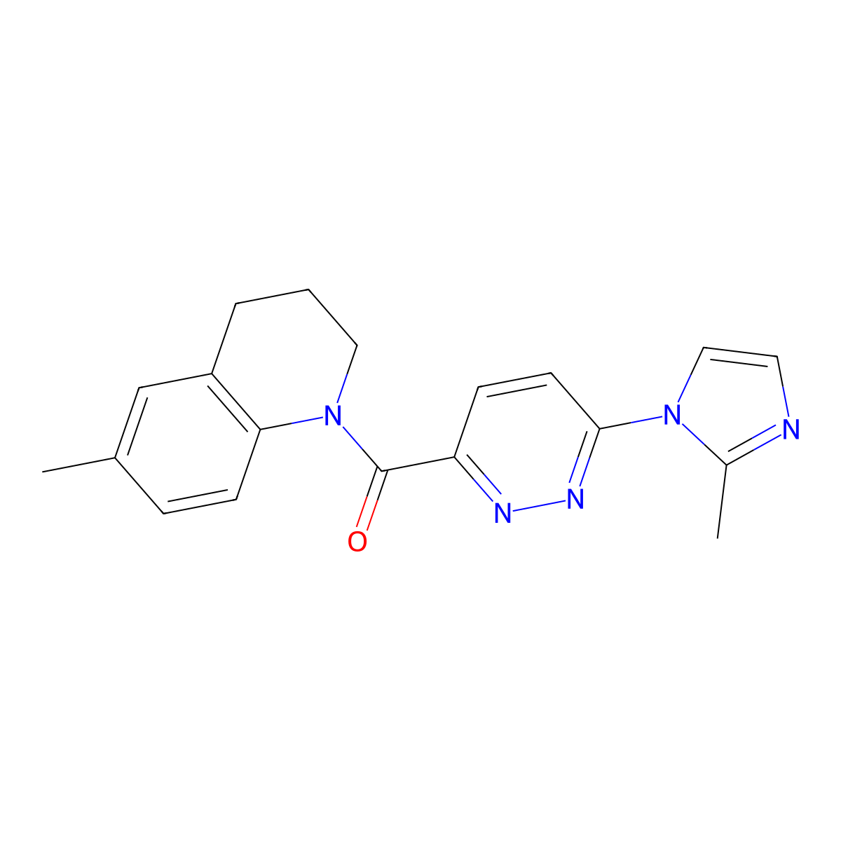 6-methyl-1-[6-(2-methyl-1H-imidazol-1-yl)pyridazine-3-carbonyl]-1,2,3,4-tetrahydroquinoline molecular structure, CAS 1396782-82-3
