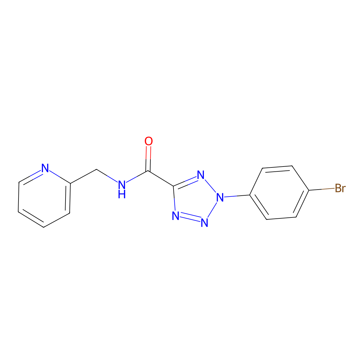 2-(4-bromophenyl)-N-(pyridin-2-ylmethyl)-2H-tetrazole-5-carboxamide molecular structure, CAS 1396782-83-4