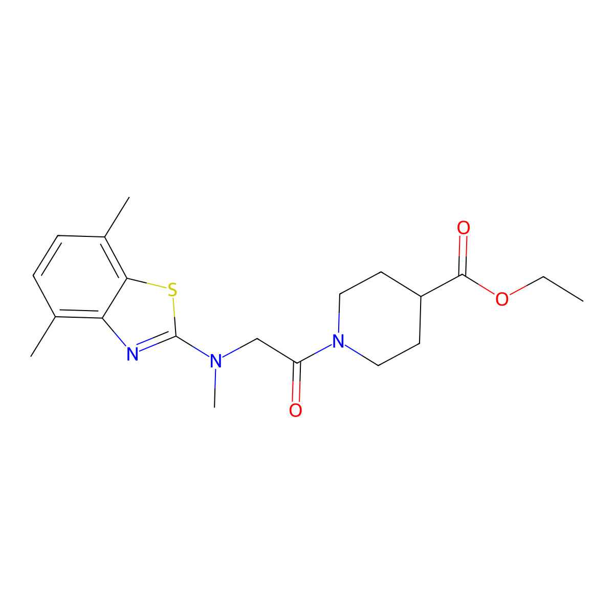Ethyl 1-(2-((4,7-dimethylbenzo[d]thiazol-2-yl)(methyl)amino)acetyl)piperidine-4-carboxylate molecular structure, CAS 1396782-85-6