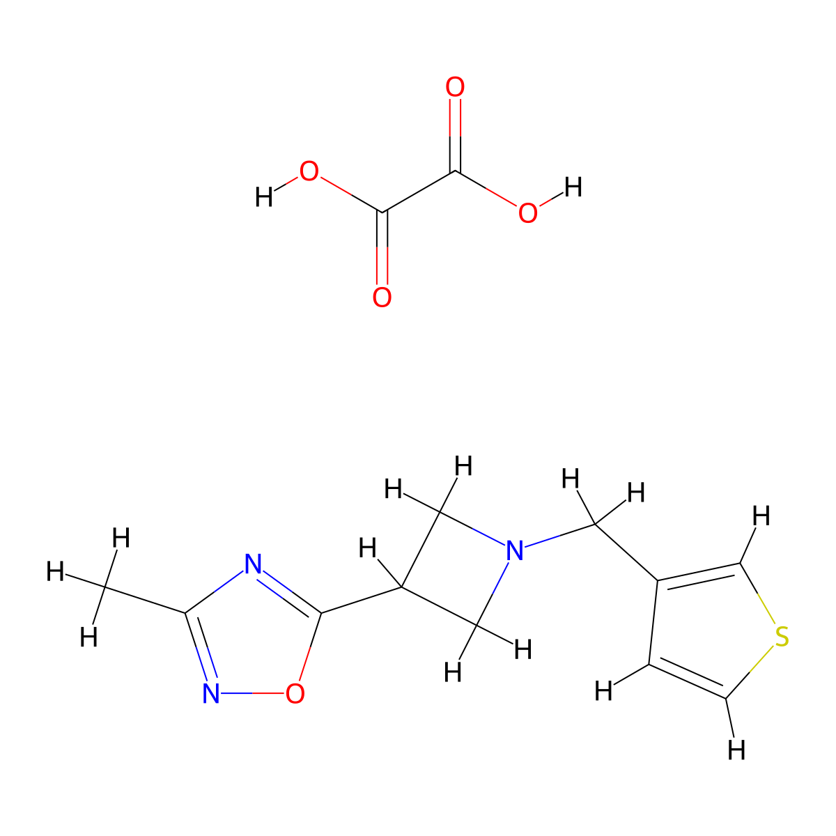 3-Methyl-5-(1-(thiophen-3-ylmethyl)azetidin-3-yl)-1,2,4-oxadiazole oxalate molecular structure, CAS 1396782-89-0