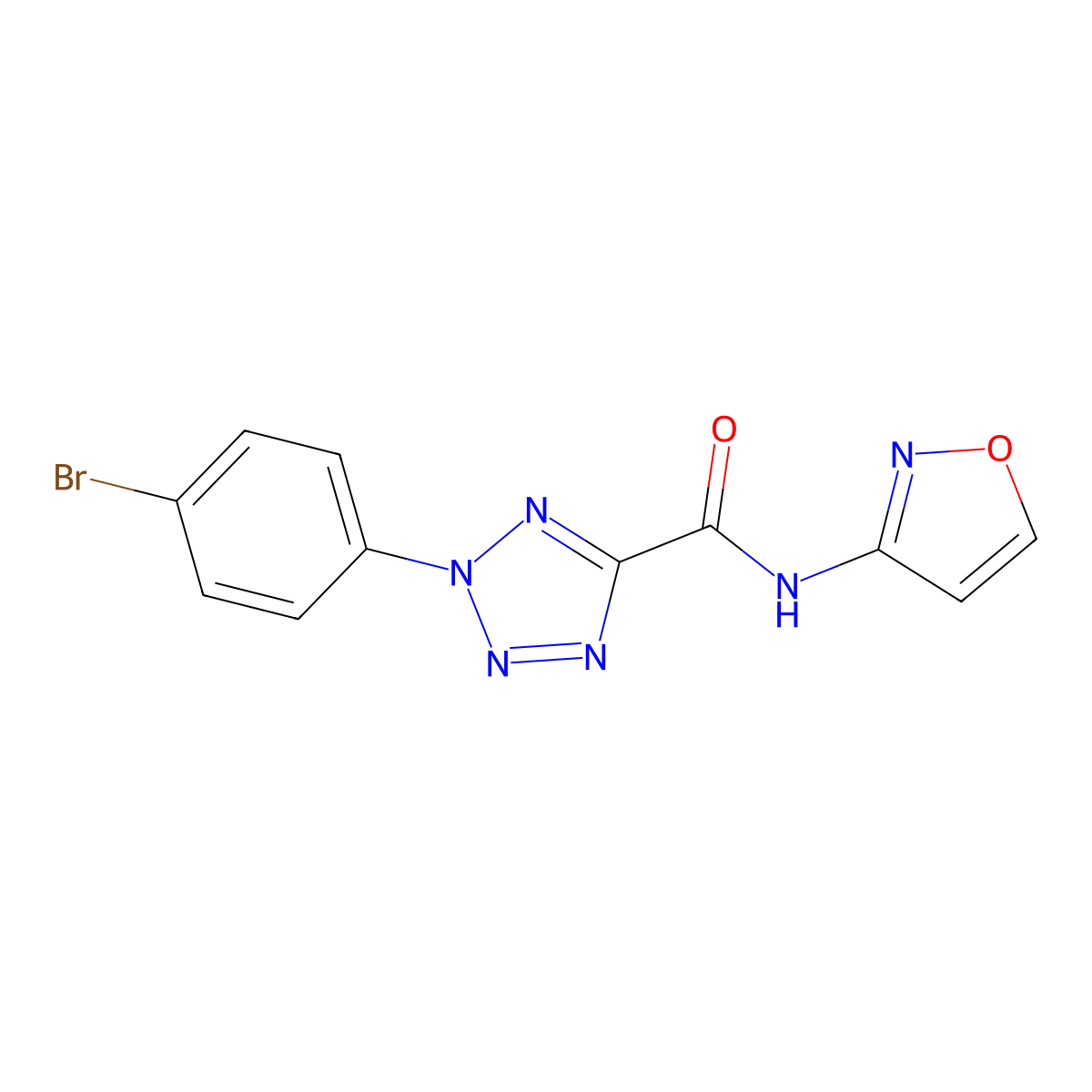2-(4-bromophenyl)-N-(isoxazol-3-yl)-2H-tetrazole-5-carboxamide molecular structure, CAS 1396782-91-4