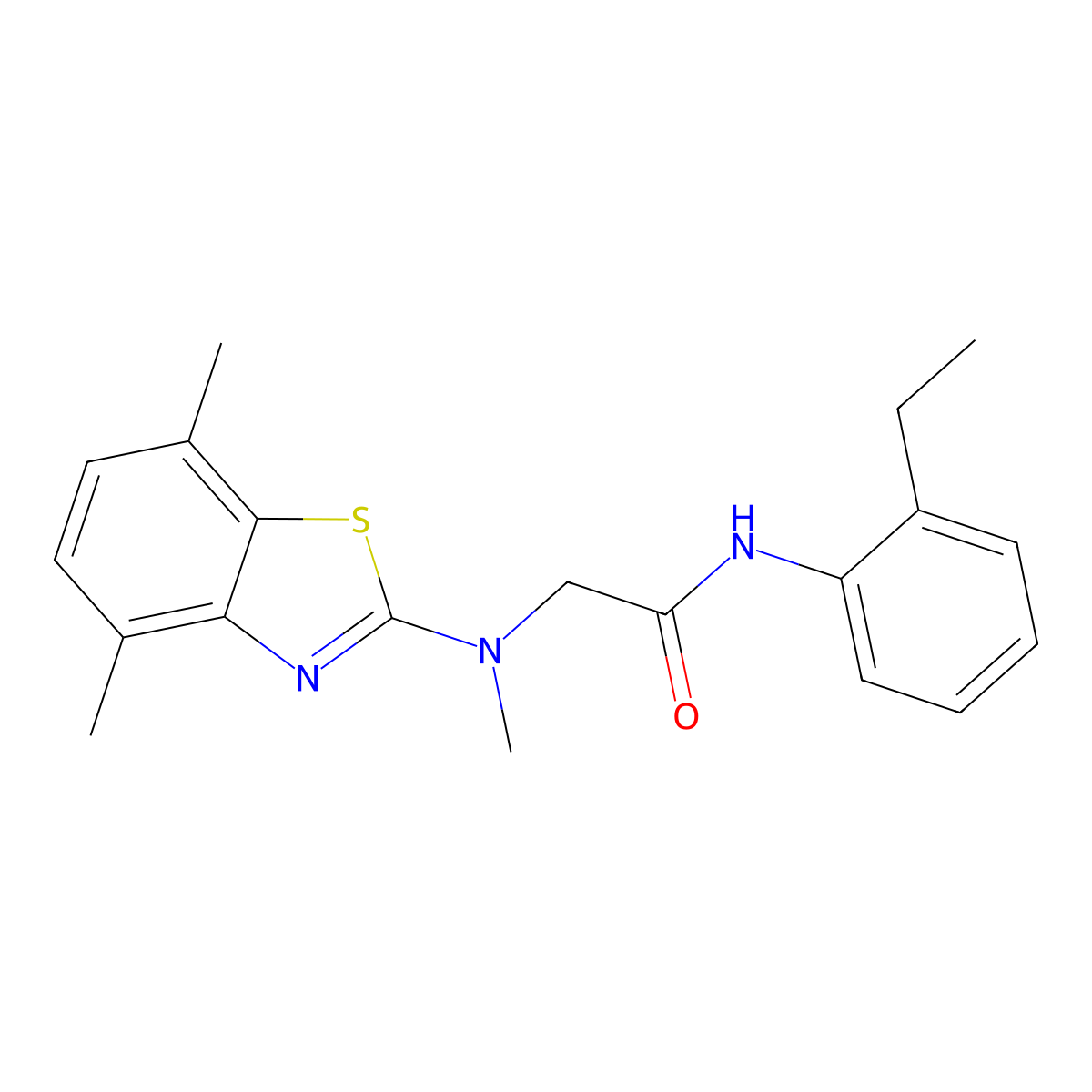 2-((4,7-dimethylbenzo[d]thiazol-2-yl)(methyl)amino)-N-(2-ethylphenyl)acetamide molecular structure, CAS 1396782-93-6