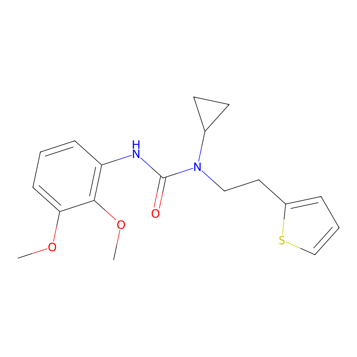 1-Cyclopropyl-3-(2,3-dimethoxyphenyl)-1-(2-(thiophen-2-yl)ethyl)urea molecular structure, CAS 1396782-95-8
