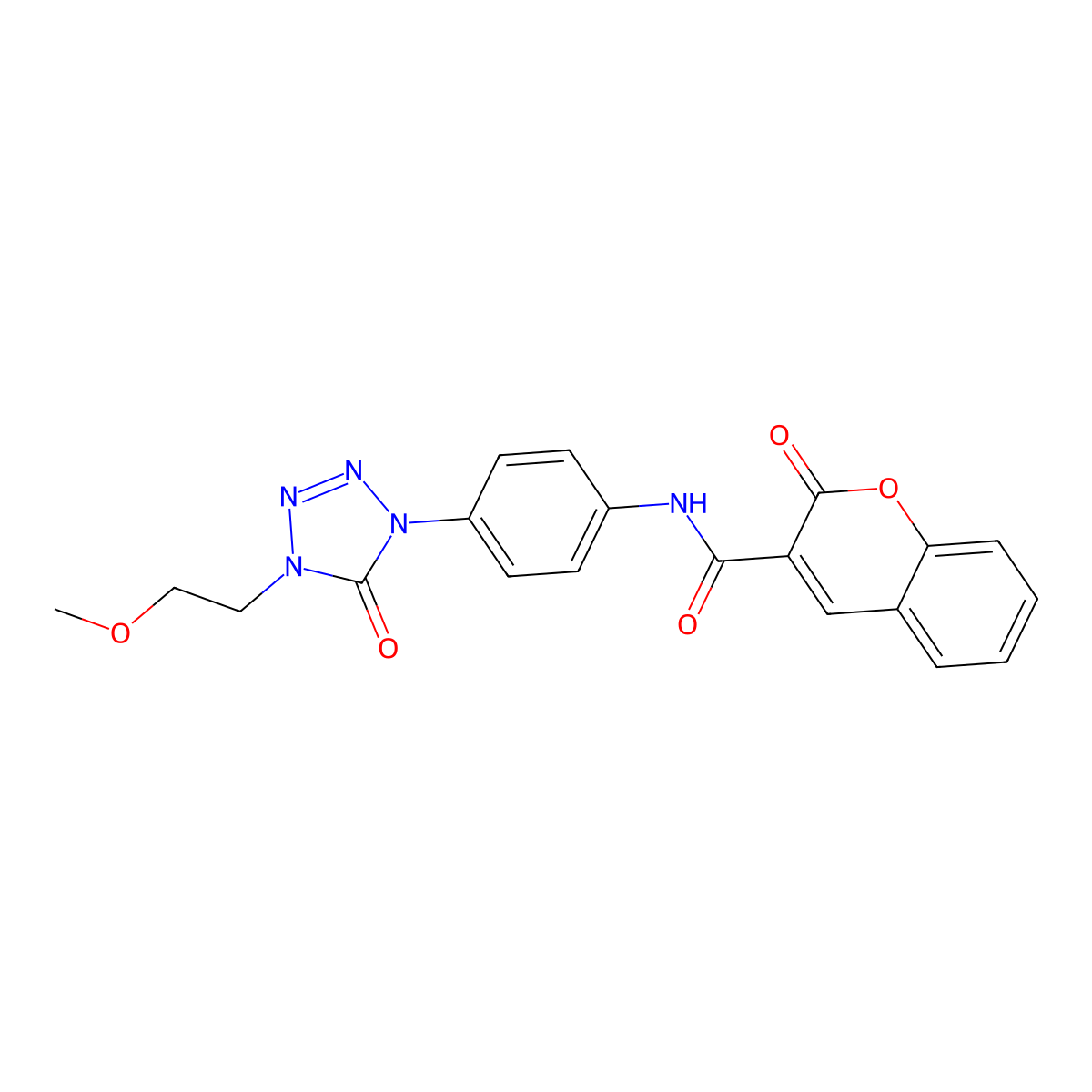N-(4-(4-(2-methoxyethyl)-5-oxo-4,5-dihydro-1H-tetrazol-1-yl)phenyl)-2-oxo-2H-chromene-3-carboxamide molecular structure, CAS 1396782-98-1