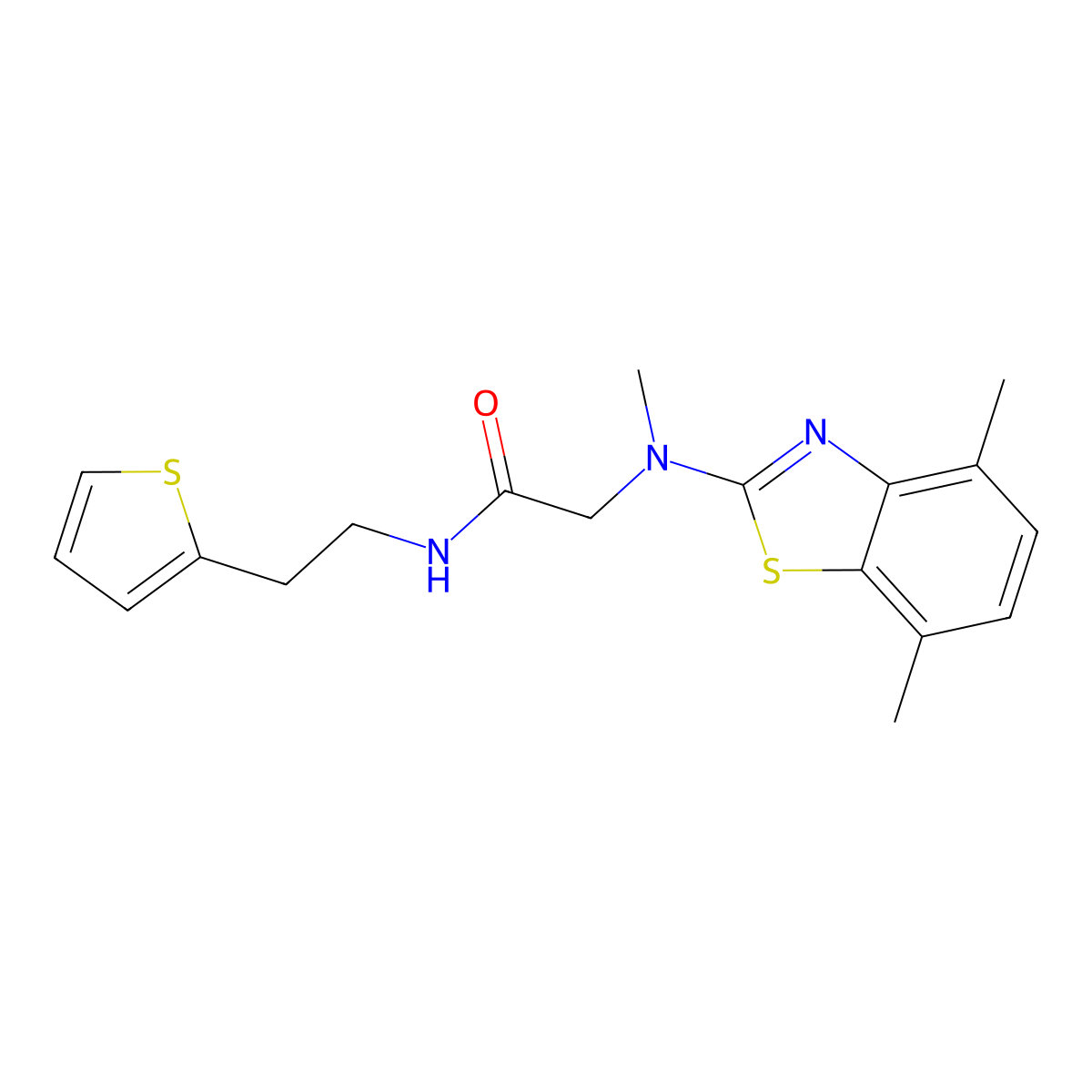2-((4,7-dimethylbenzo[d]thiazol-2-yl)(methyl)amino)-N-(2-(thiophen-2-yl)ethyl)acetamide molecular structure, CAS 1396782-99-2